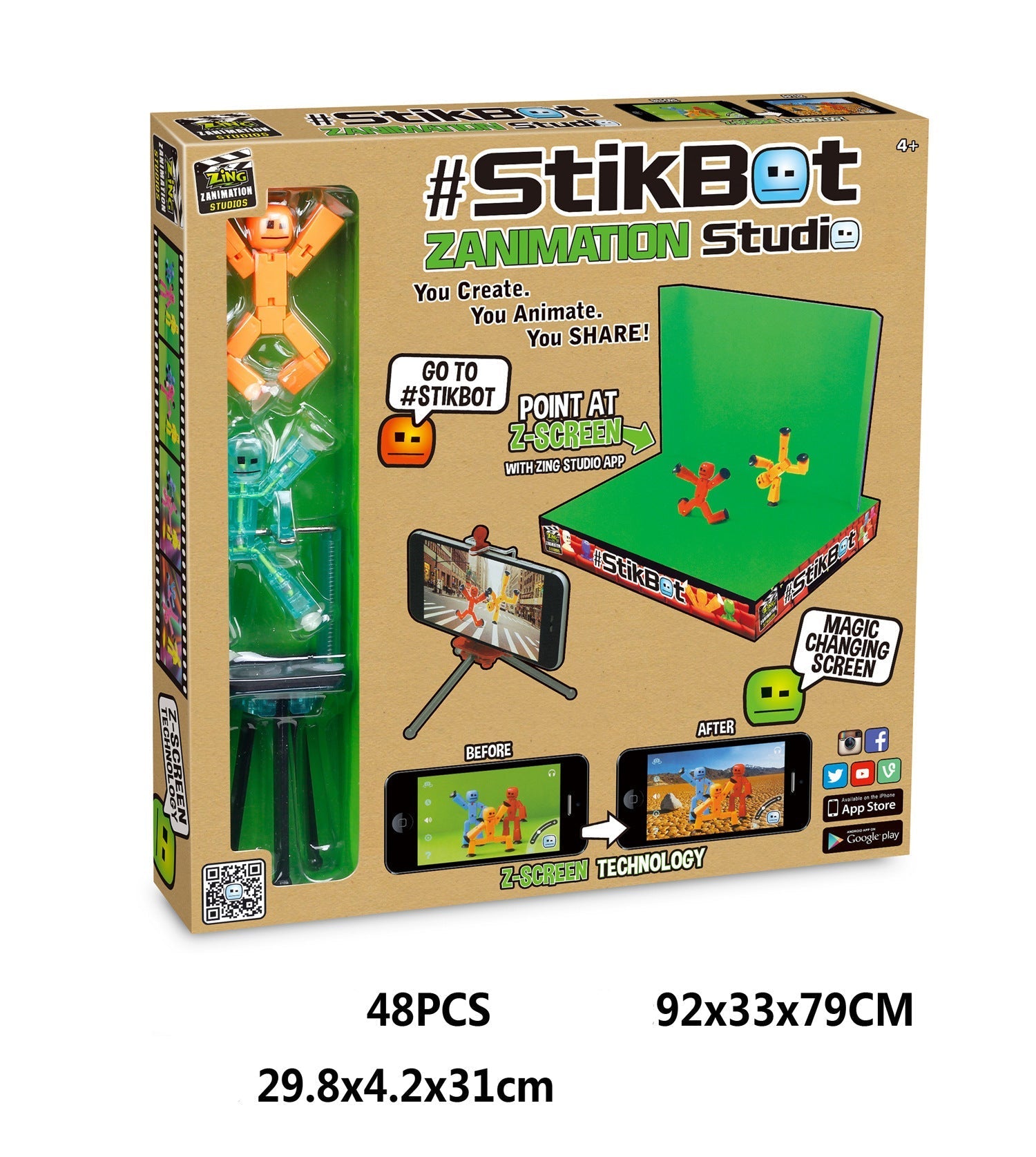 Boneco StikBot com fundo verde para gravação de vídeos