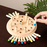 Brinquedo educativo de madeira com peças coloridas para aprendizado