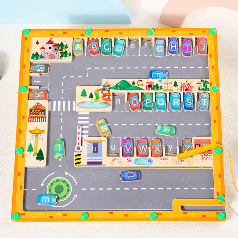 Brinquedo Montessori com caneta magnética para aprender letras