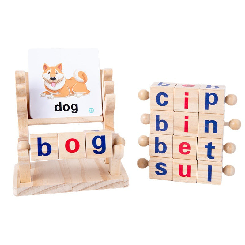 Happy Words® jogo educativo de madeira para alfabetização bilíngue