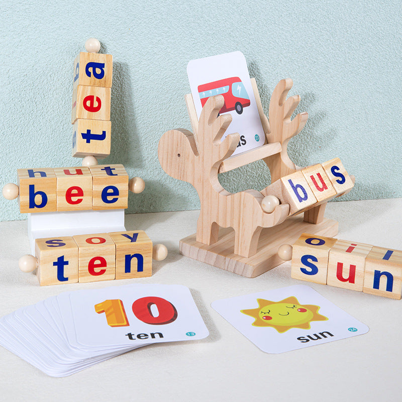 Happy Words® brinquedo educativo de madeira para aprender inglês