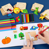 Kit de Pintura com Moldes Vazados Infantil de madeira, cor multicolorida