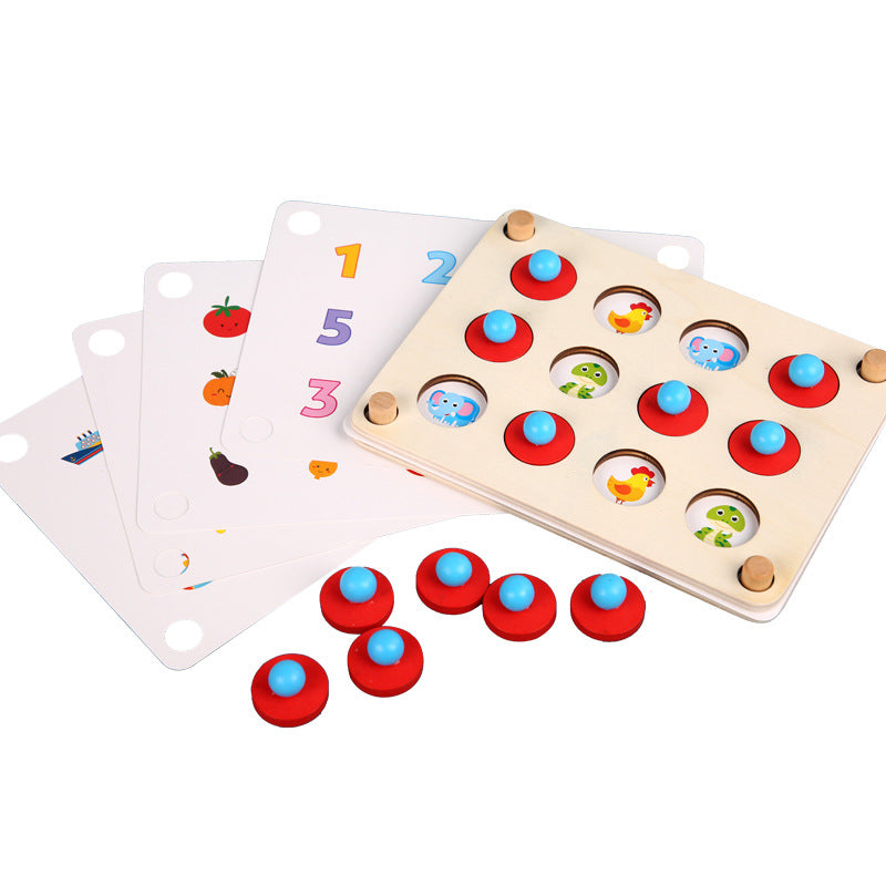 Brinquedo Montessori de madeira para estimular memória e coordenação motora