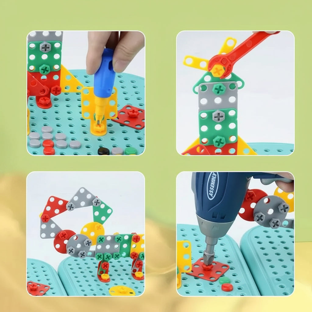 Kit de montagem 2D e 3D com 203 peças para crianças