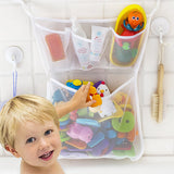 Organizador de brinquedos para banheiro com malha respirável e ventosas
