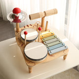 Brinquedo musical infantil com bateria e instrumentos de percussão